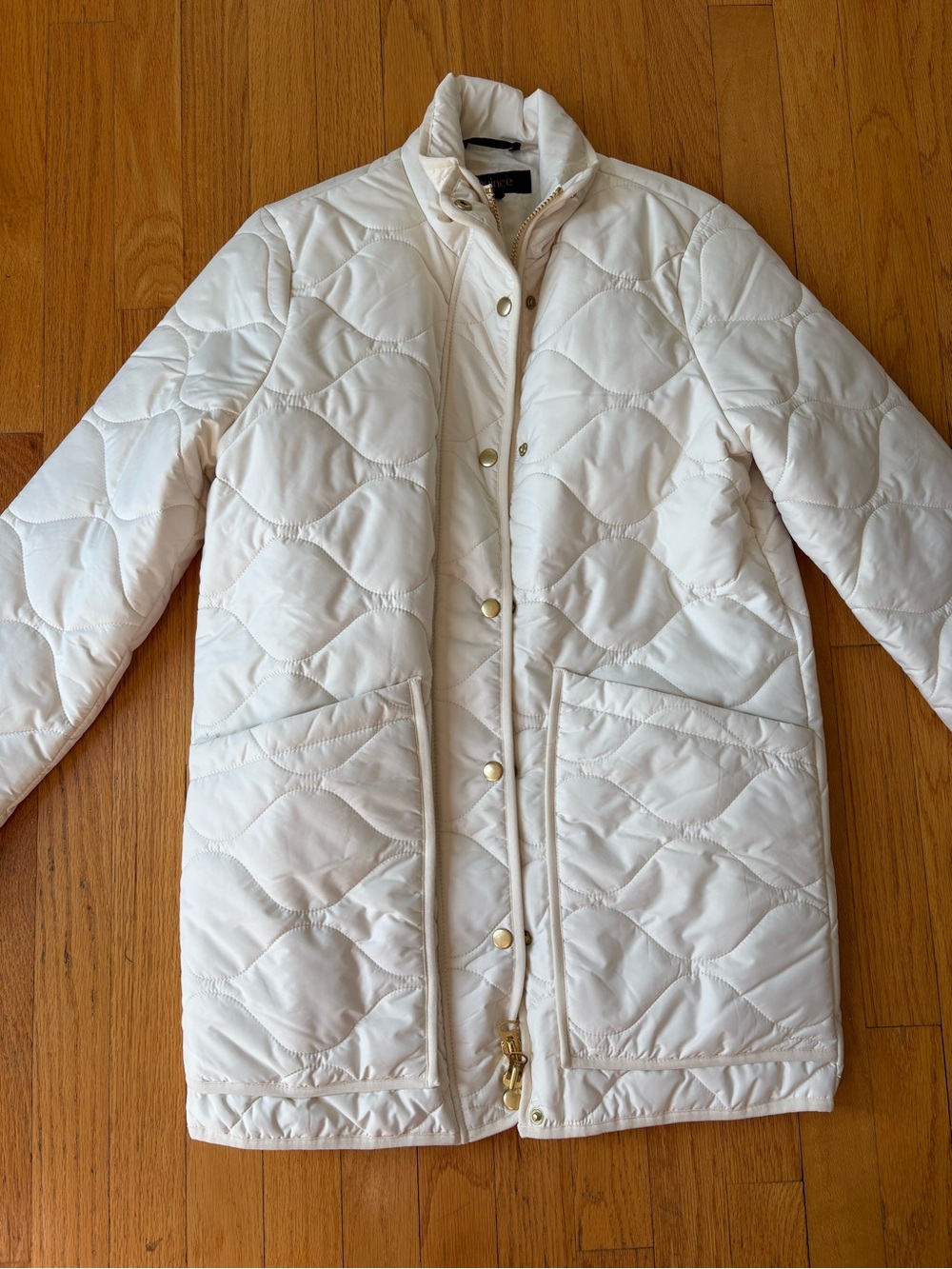 Quince Cream Quilted Long Puffer Coat